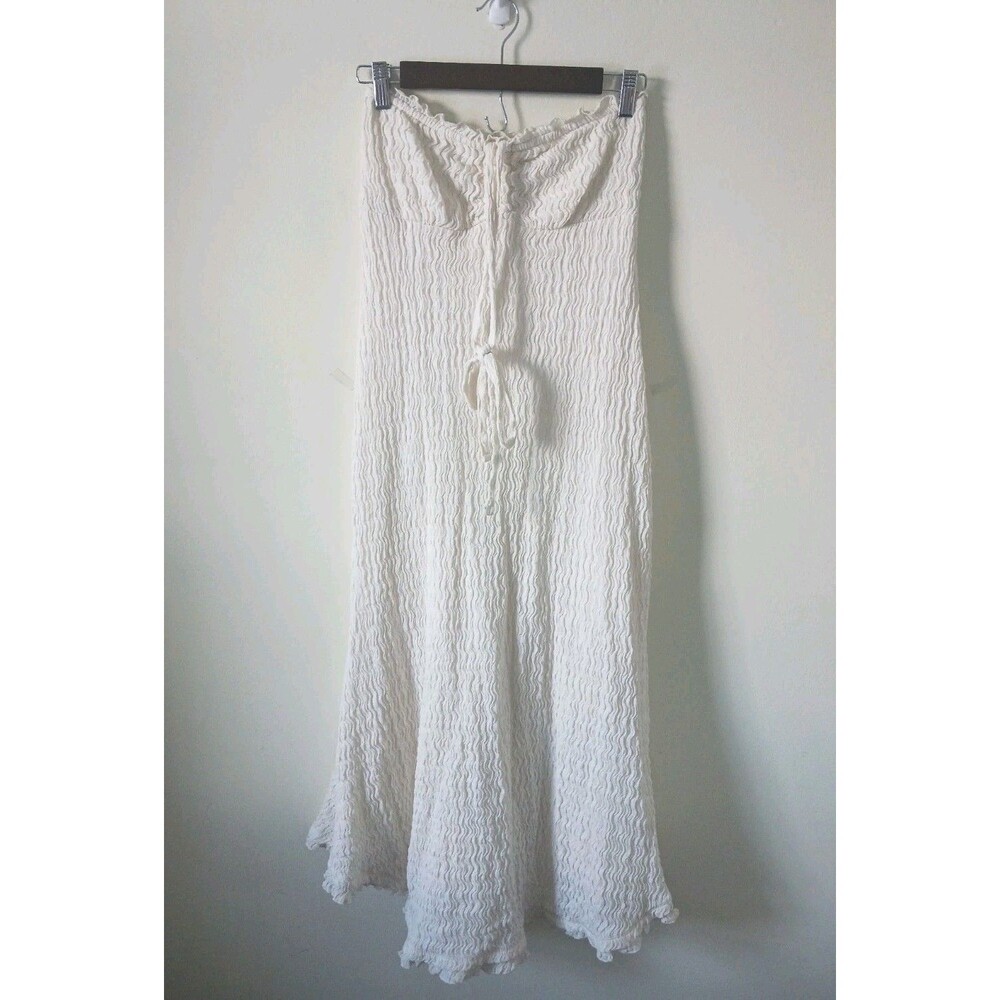 Free People Beach Maxi Dress Women XS Ivory Drawstring Flowy Boho